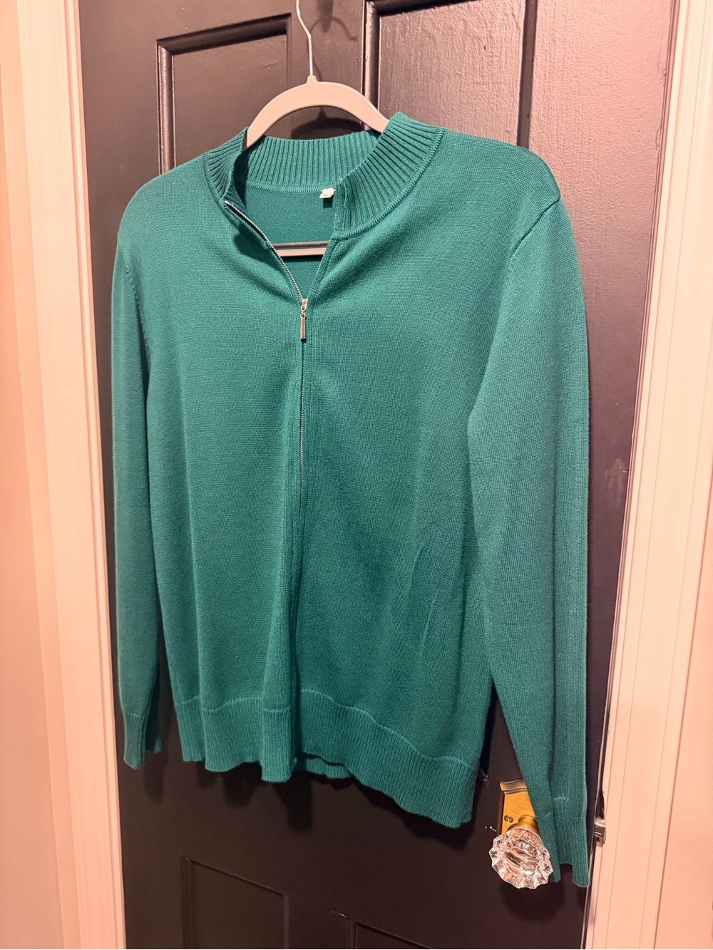 Classic Evergreen Zip-Front Women's Sweater